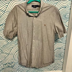 Slim Fit Gray Short Sleeve Button Up